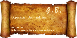 Gyenis Barnabás névjegykártya